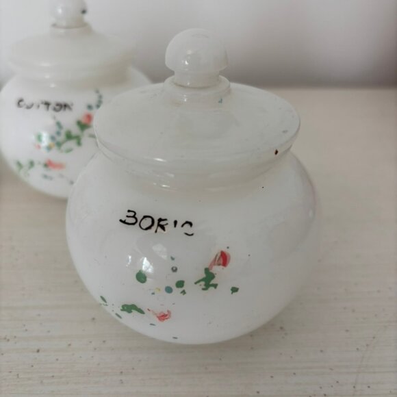 Vintage Milk Glass Nursery Dresser Set - Picture 4 of 14